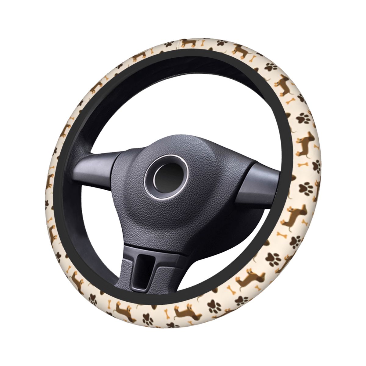 Car Steering Wheel Cover Anti Slip Breathable - น่ารัก Dachshund พวงมาลัยรถ 38 ซม.Anti-SLIP สัตว์สุนัข