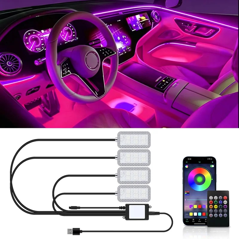 Led Ambient Interior Car Lights App Control - ไฟแถบ LED นีออนสำหรับตกแต่งภายในรถยนต์ ไฟส่องเท้า ไฟท้าย ควบคุมด้วยรีโมท