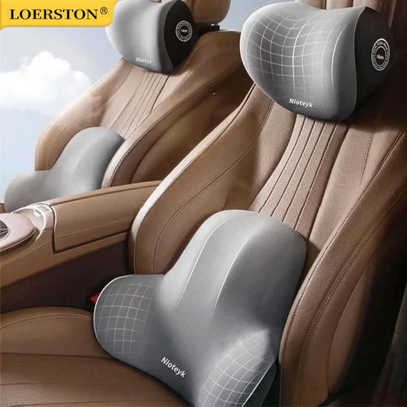 Memory Foam Car Neck Pillow Lumbar Support - หน่วยความจําโฟมรถคอเบาะรถ Lumbar Support สําหรับรถยนต์อุปกรณ์ Universal คอหมอนเอวเบาะรถที่นั่งรถอุปกรณ์เสริม