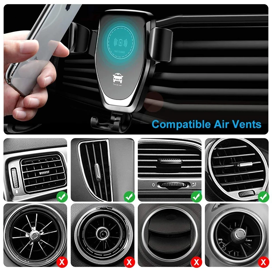 Wireless Car Charger Mount Fast Charging - VIKEFON ที่ชาร์จไร้สายในรถยนต์ ที่ยึดโทรศัพท์ในรถยนต์แบบติดช่องแอร์ ชาร์จเร็ว