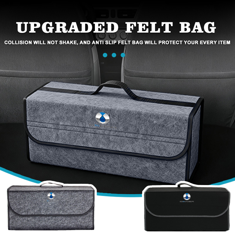 Car Trunk Organizer Foldable Storage Box - กล่องเก็บของท้ายรถแบบพับได้ Denza ทำจากผ้าสักหลาด สำหรับรถยนต์รุ่น X D9