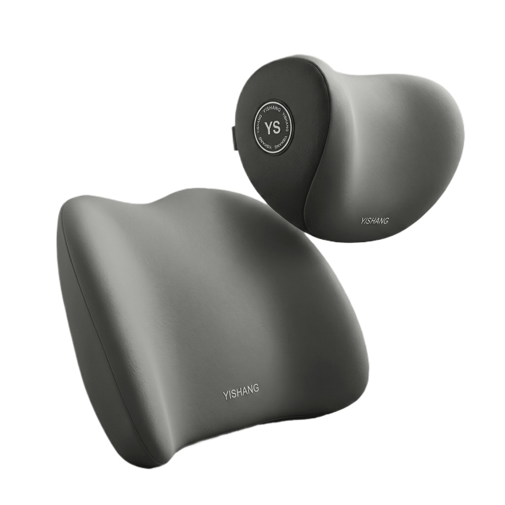 Memory Foam Car Neck Pillow Lumbar Support - หมอนรองศีรษะและหมอนรองหลังส่วนล่างสำหรับรถยนต์ หมอนรองคอและหลังตามหลักสรีรศาสตร์ ชุดหมอนรองศีรษะและหมอนรองหลังส่วนล่างเมมโมรี่โฟมเพื่อสุขภาพ หมอนรองหลังสำหรับเบาะรถยนต์ เก้าอี้สำนักงาน และเก้าอี้ขับรถ