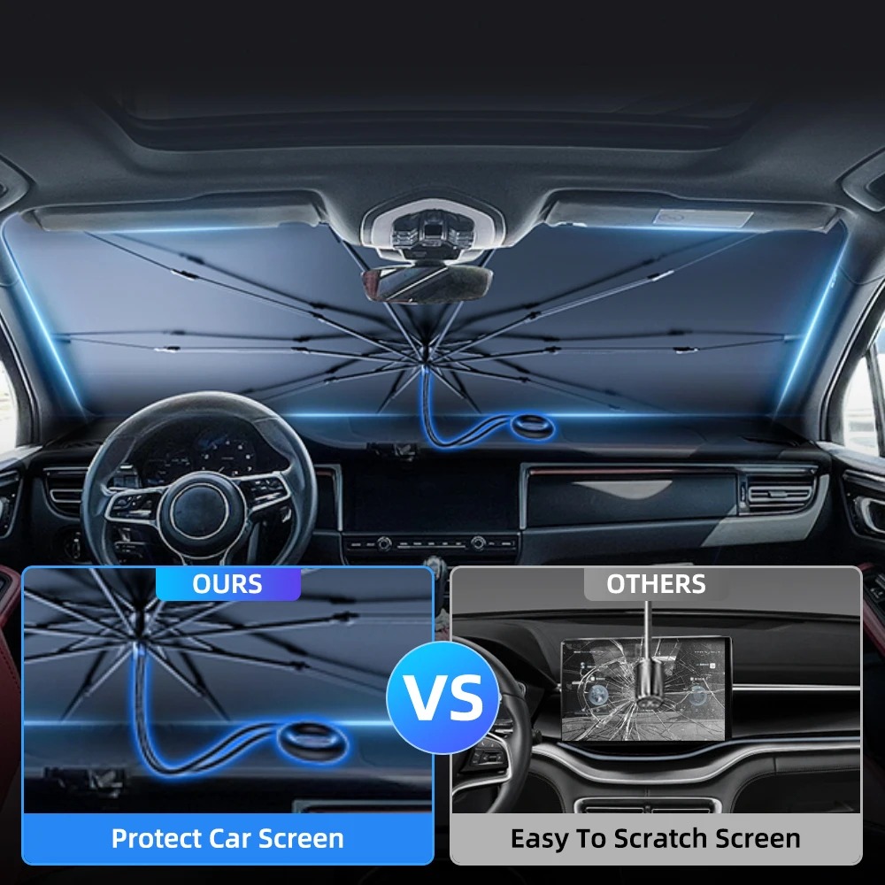 ร่มกันแสงแดดที่บังแดดหน้ารถยนต - Car Sunshade Windshield Umbrella Foldable บทวิจารณ์และราคา