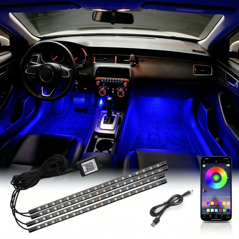 ไฟตกแต่งภายในรถยนต์แบบ RGB หลา - Led Ambient Interior Car Lights App Control บทวิจารณ์และราคา