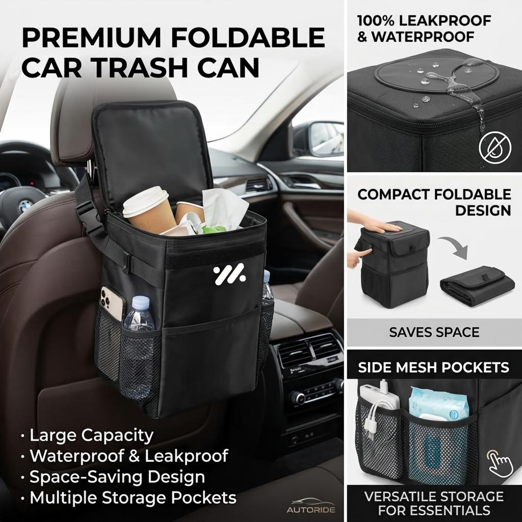 ถุงเก็บของในรถยนต์กันน้ำ ถุงเก - Waterproof Car Trash Can With Lid บทวิจารณ์และราคา